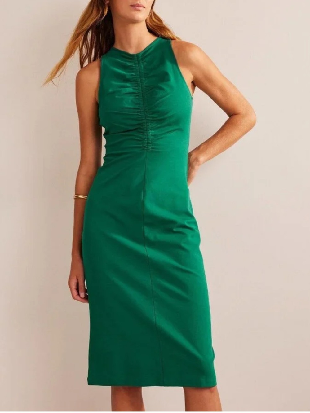 Boden Racer Jersey Midi Dress Emerald Green Size 10P
